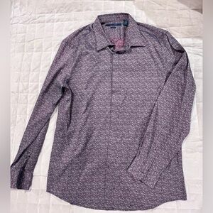 Perry Ellis Men's Purple Patterned Button Down Shirt